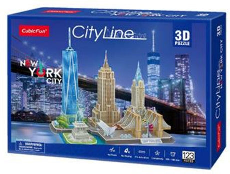 Puzzle 3D cubique amusant City Line New York City - 123 pièces - à partir de 8 ans