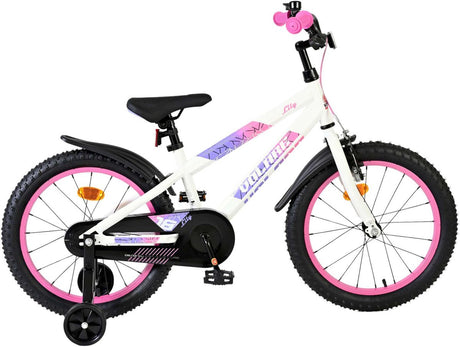 Vélo enfant Volare Lily - filles - 18 pouces - blanc rose violet