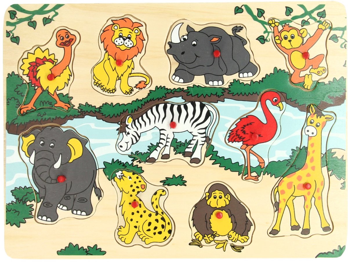 Puzzle en bois Playwood animaux sauvages - jouets éducatifs 10 pièces.