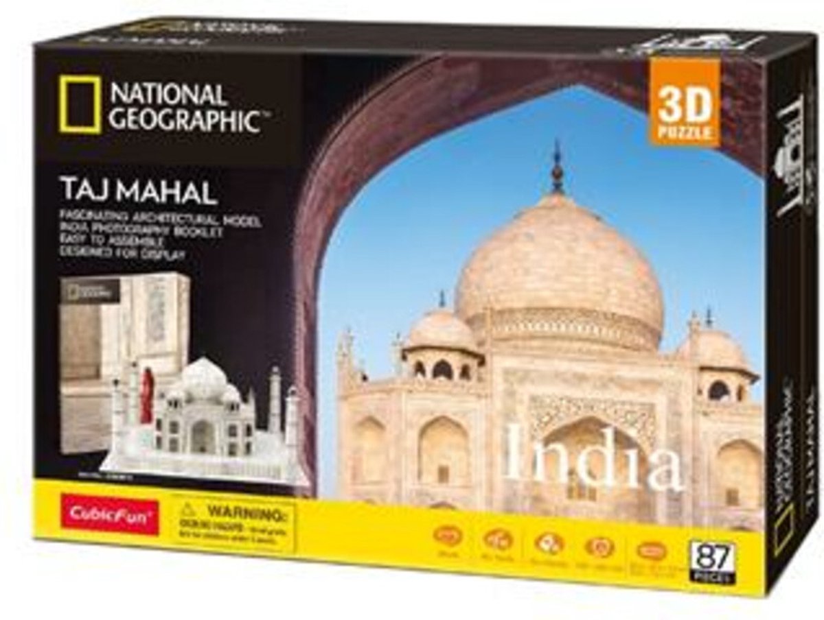 Puzzle 3D amusant et cubique, taj mahal géographique national