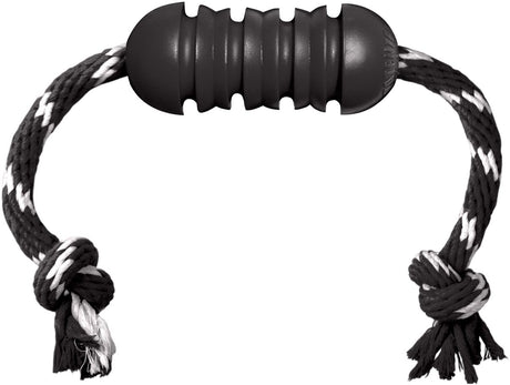 Kong dentaire extrême avec corde - noir et blanc - 12 x 5 x 5 cm