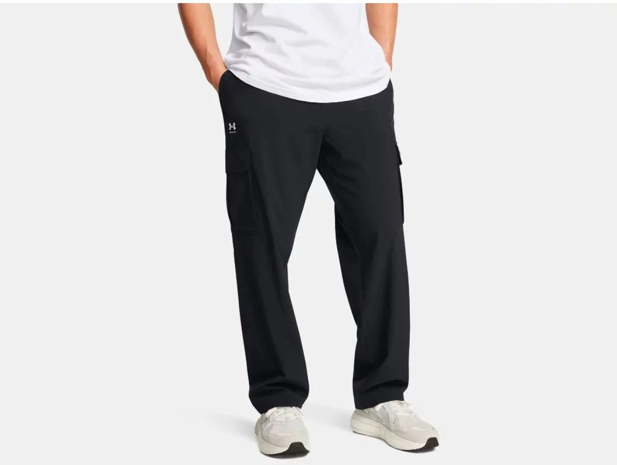 Under armour ua vibe woven cargo pants-blk heren sportbroek - zwart - wit