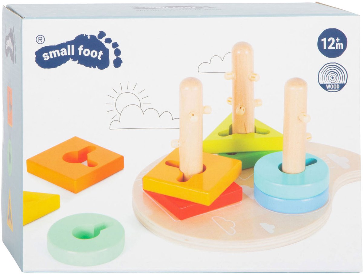 Small foot - formes en bois et tri motricité jouets à empiler, 10 pièces.