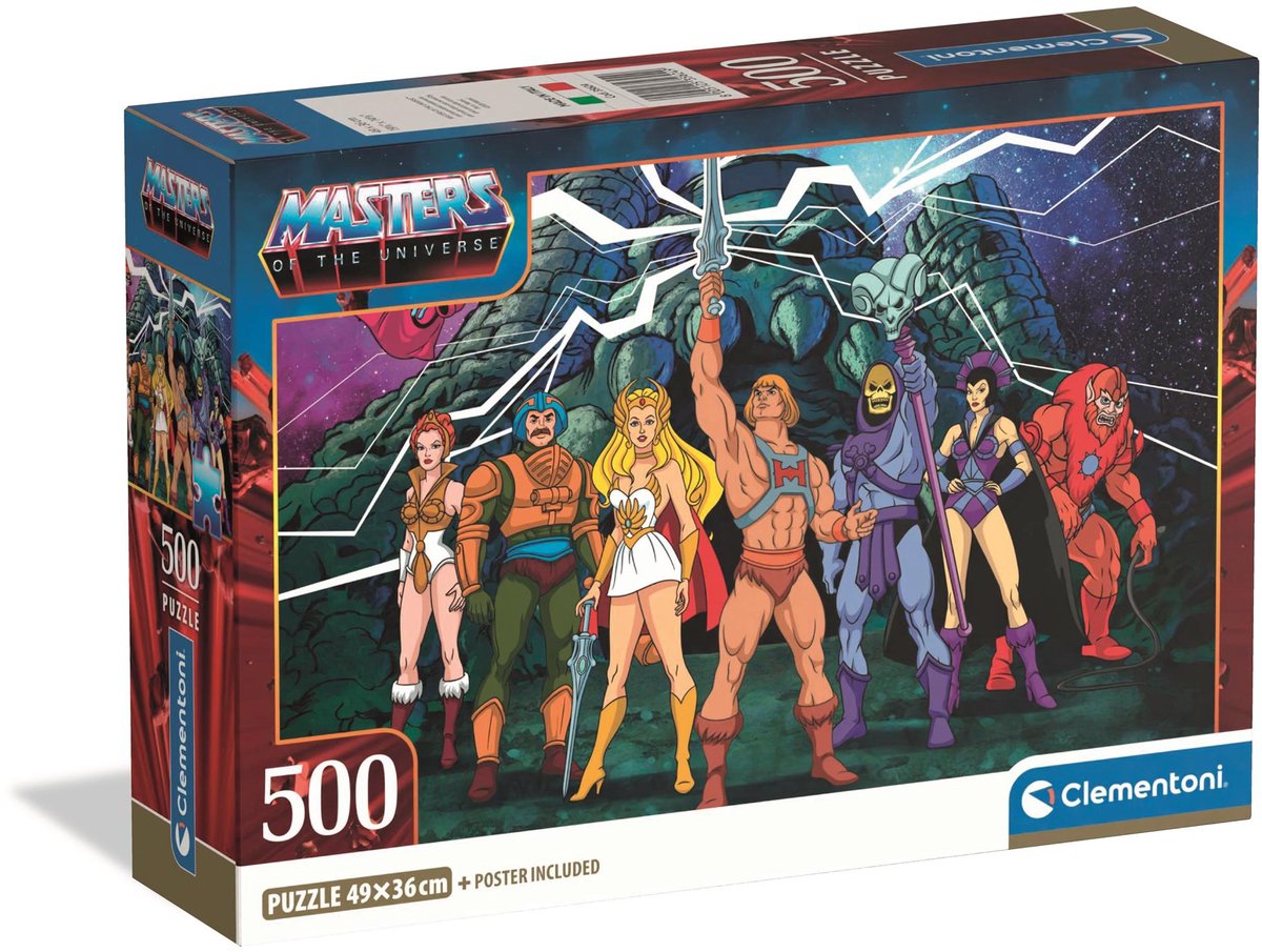 Clementoni - masters of the universe puzzel 500 stukjes - legpuzzel volwassenen - he-man puzzel - nostalgie - vanaf 10 jaar