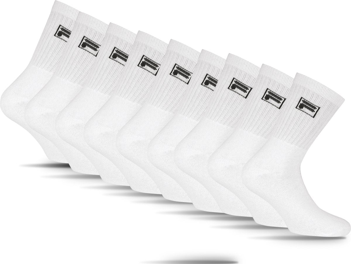 Fila chaussettes de sport de tennis petit logo - taille 43 46 - paquet de 9 - blanc