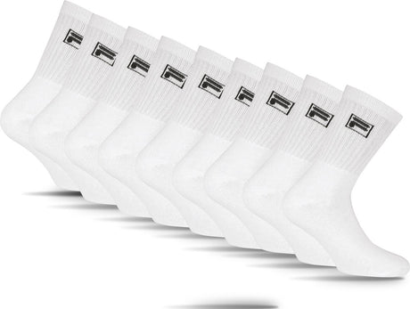 Fila chaussettes de sport de tennis petit logo - taille 43 46 - paquet de 9 - blanc
