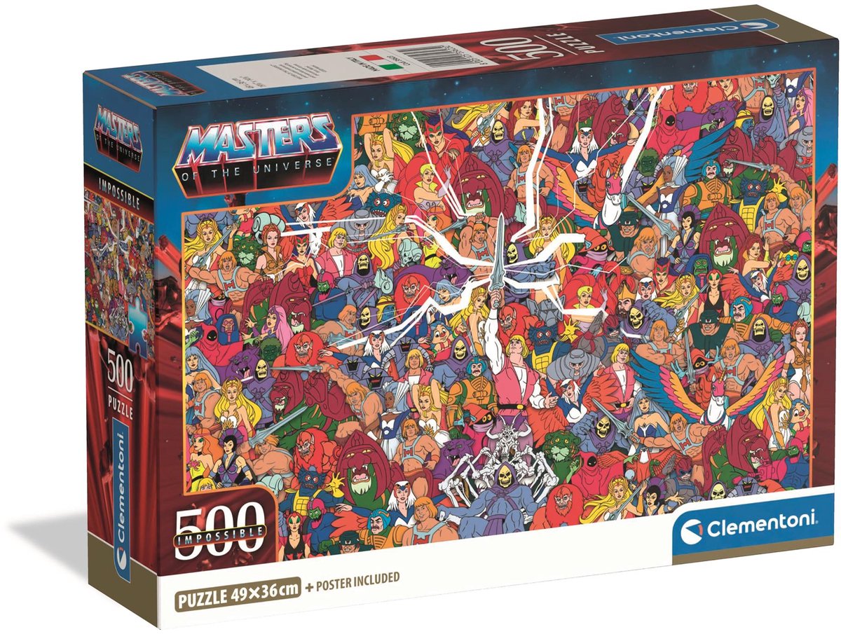 Imp clementoni - masters of the universe ossible puzzel 500 stukjes - moeilijke legpuzzel volwassenen - he-man - vanaf 14 jaar