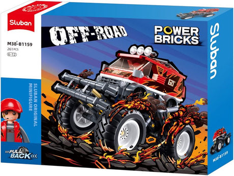 Sluban Powerbricks Bigfoot Pullback Drive Off-Road Go Jouets de Construction – Jouets de Construction Modèle de Véhicule – Kit de Construction avec 261 Blocs de Construction – M38-B1159 – À partir de 6 Ans