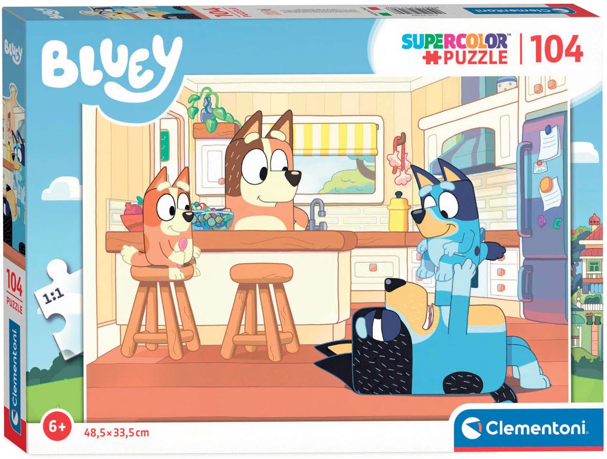 Clementoni - puzzle - 104 pièces - bluey - puzzle pour enfants - à partir de 6 ans