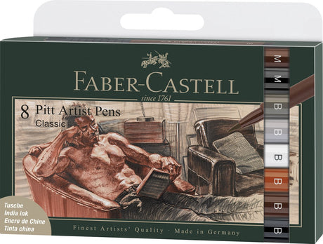 Stylo à dessin Faber-castell - stylo d'artiste Pitt - 8 pièces - classique - fc-167172