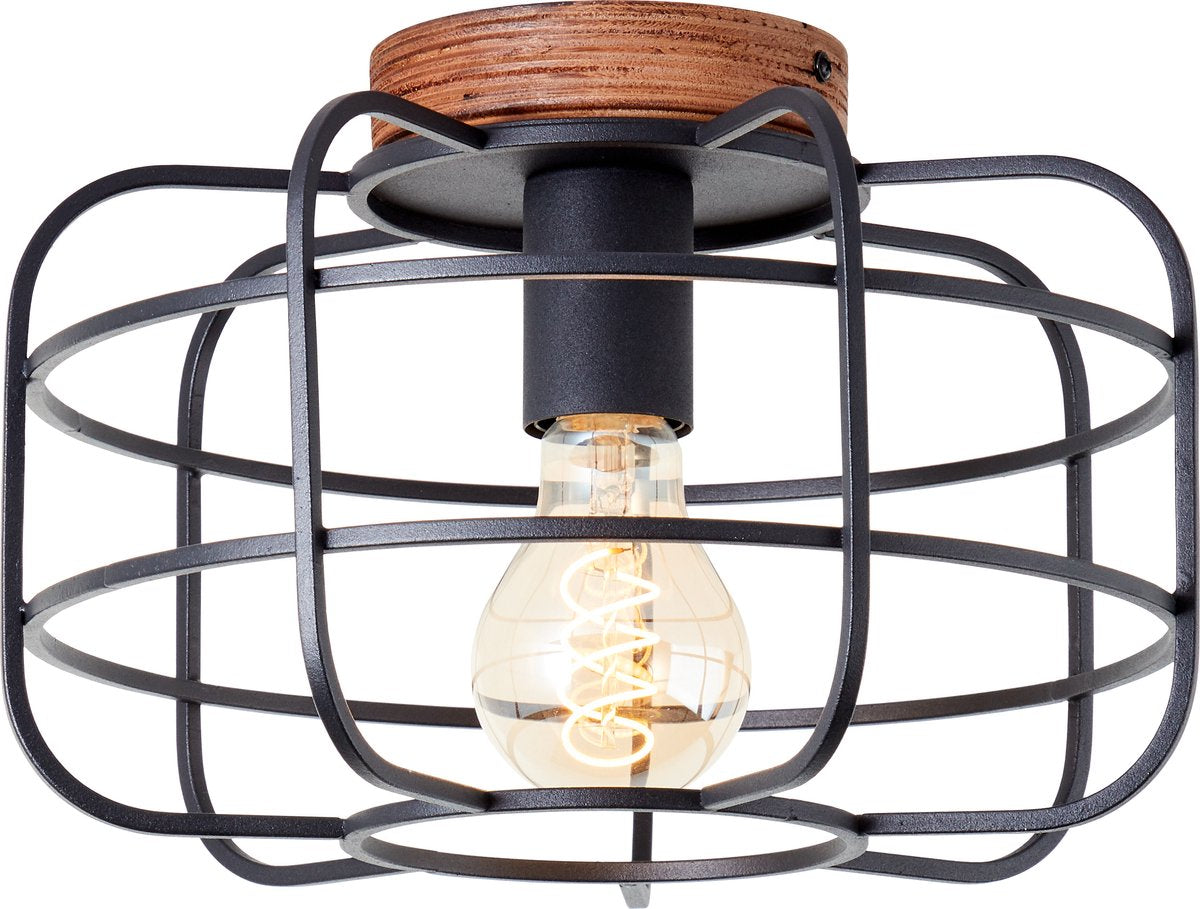 Brilliant Gwen - plafonnier - E27 max 1x60W - bois noir