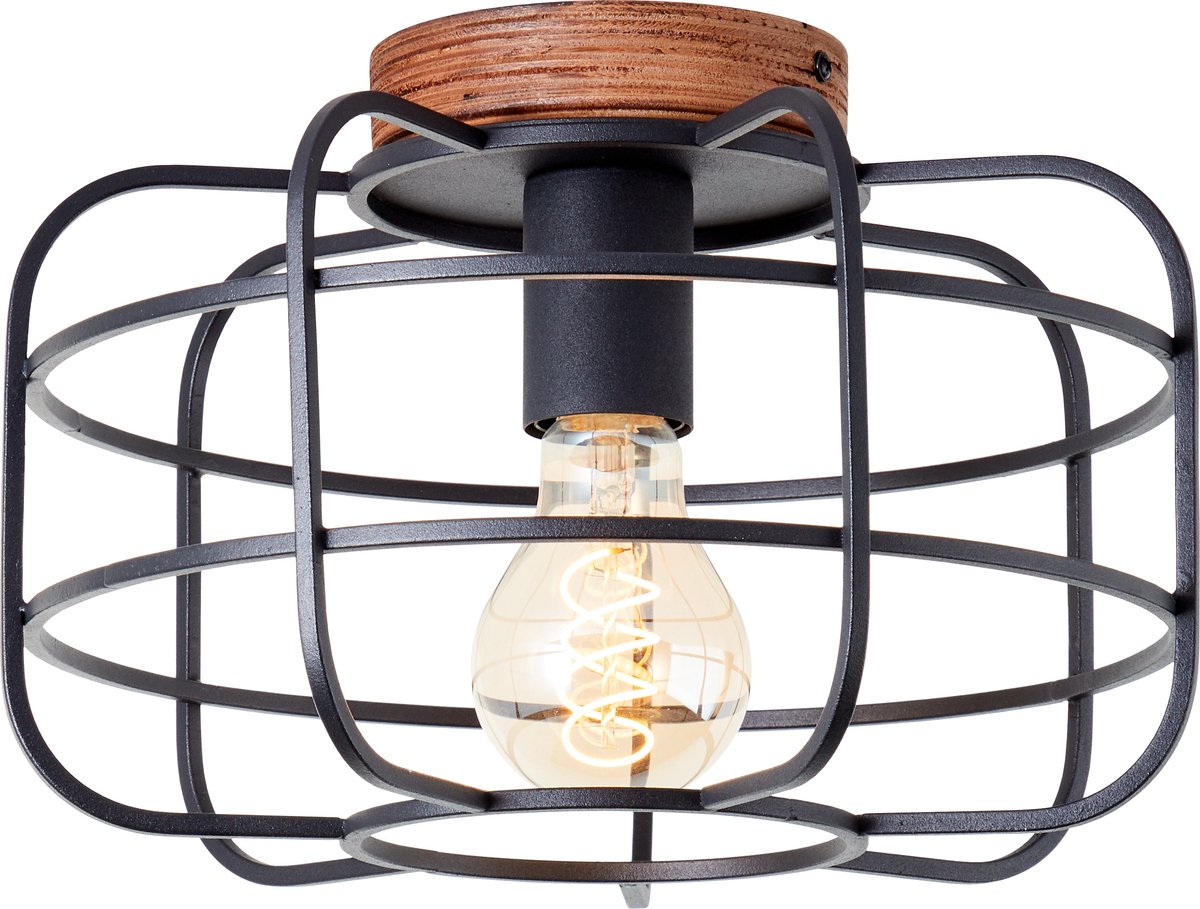 Brilliant Gwen - plafonnier - E27 max 1x60W - bois noir