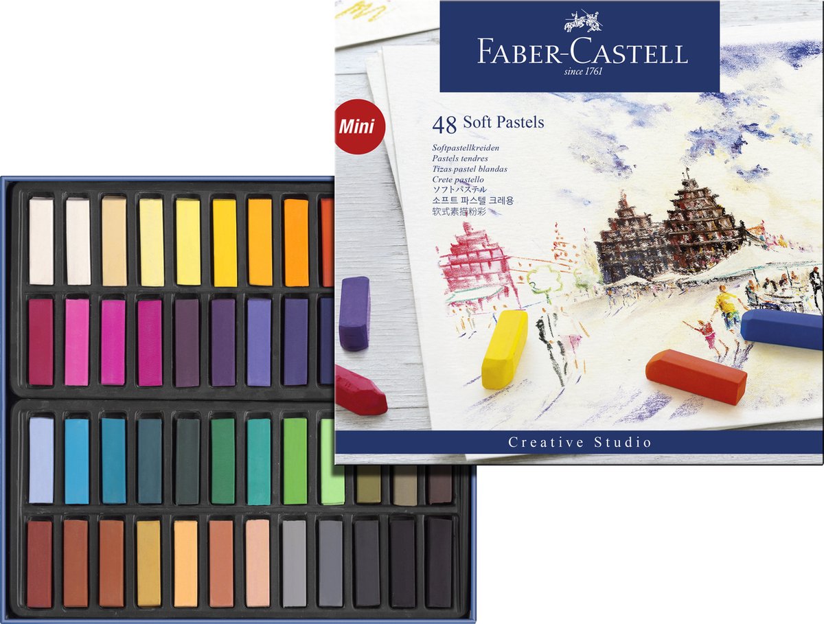 Faber castell fc-128248 trousse à crayons demi-longueur craie pastel de 48 pièces