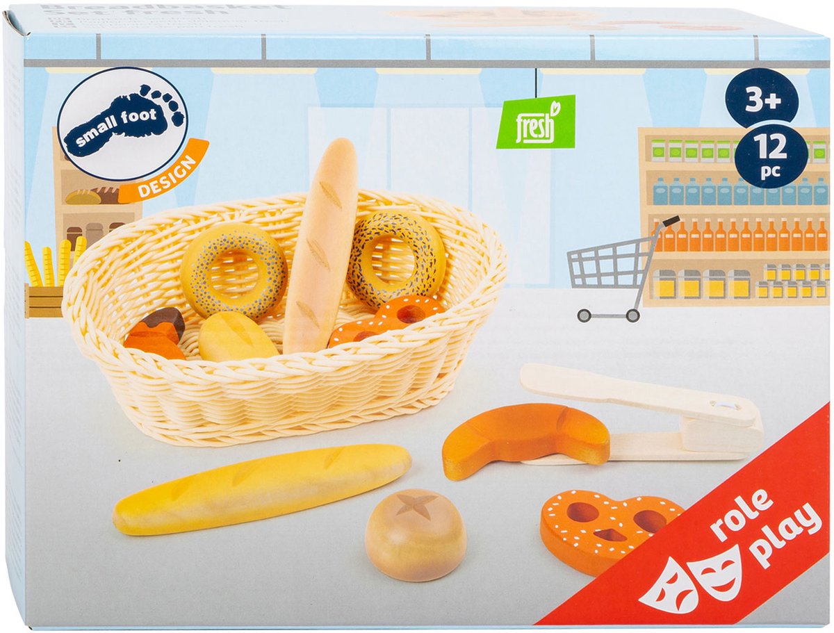 Small foot - corbeille à pain en plastique avec pain alimentaire, 12 pièces.