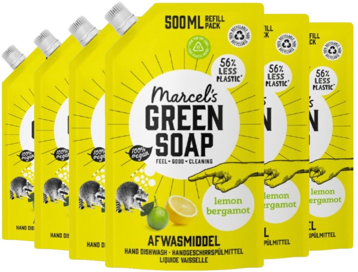 Marcel's green soap afwasmiddel navulling - citroen bergamot - 6 x 500ml