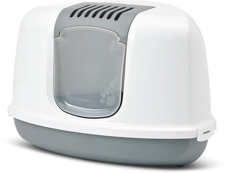 Savic Nestor Corner - Bac à litière - Coin WC - Gris Blanc - 58,5 x 45,5 x 40 cm