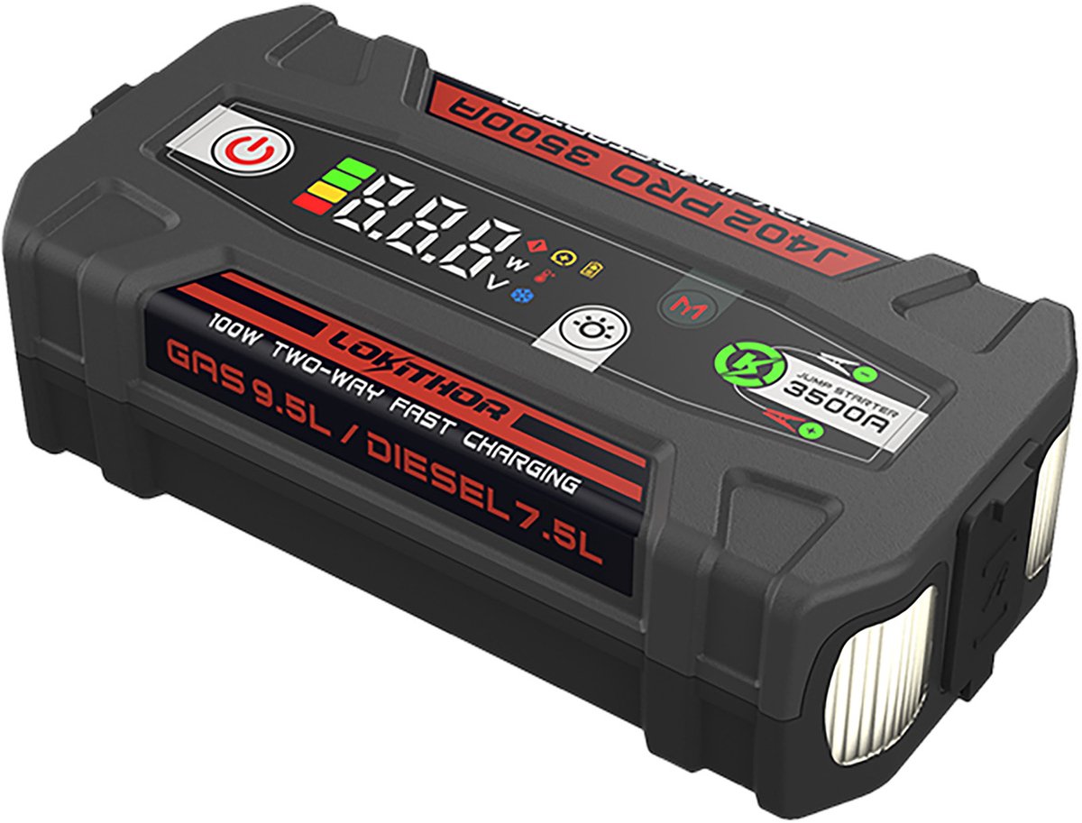 Lokithor jump starter j402 pro - 12v 3500a - banque d'alimentation 100w - lampe de poche LED - démarrage de voiture