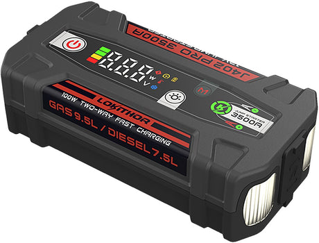 Lokithor jump starter j402 pro - 12v 3500a - banque d'alimentation 100w - lampe de poche LED - démarrage de voiture