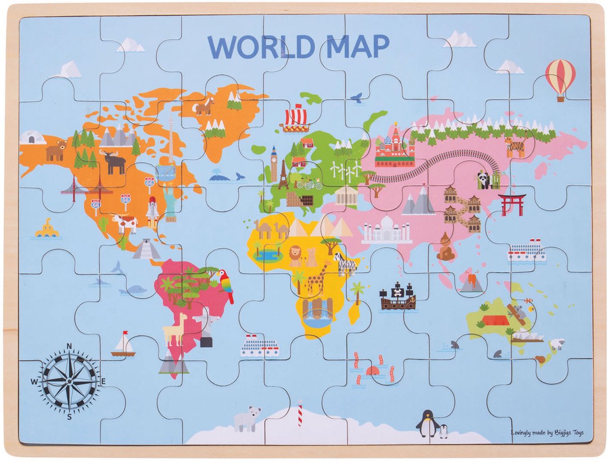 Puzzle de carte du monde Bigjigs.