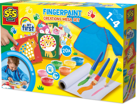 Ses creative - ma première création de peinture au doigt - méga kit de bricolage pour les enfants à partir de 1 an - comprenant de la peinture et des cartes de couleurs - parfait pour les petits artistes