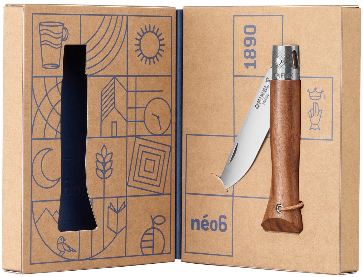 Couteau de poche Opinel néo6 - noyer noir - bois inox - opiflex