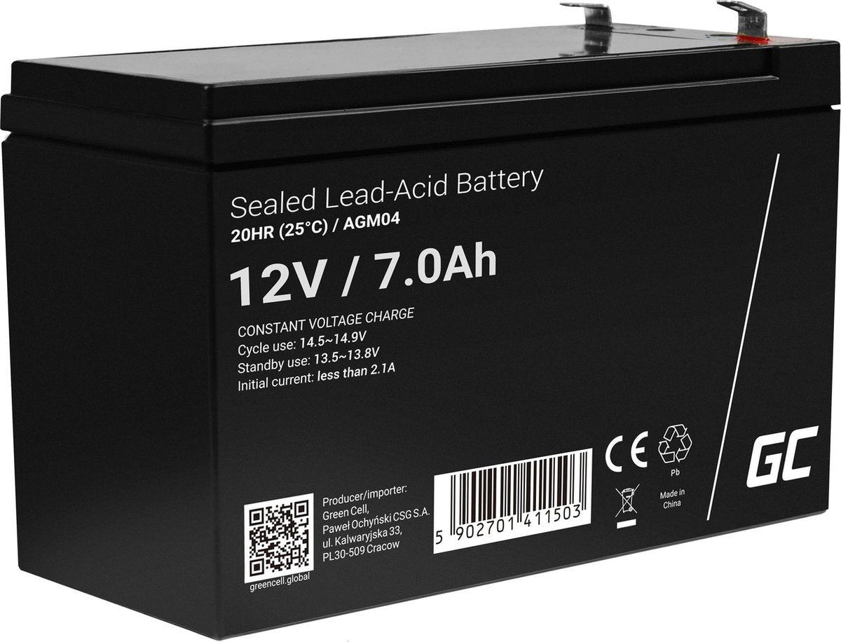 Batterie verte 12v 7ah (6,3 mm) 7000mah vrla agm