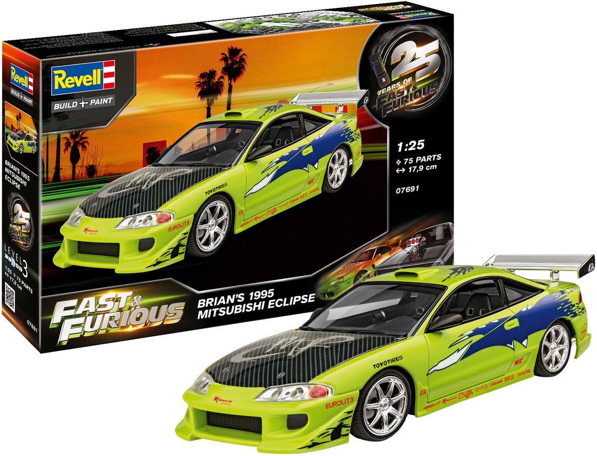 Maquette Revell Fast Furious - Mitsubishi Eclipse 1995 de Brian 1:25 - 75 pcs.
