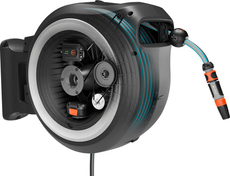 Gardena powerroll xl enrouleur de tuyau à batterie solo - gris-blanc - 40 m