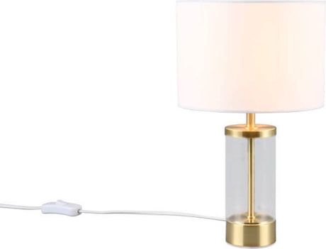 Rl vis ta lumière réalité grazia - lampe de table - laiton mat - excl. 1x e14 25w - interrupteur à cordon - abat-jour blanc