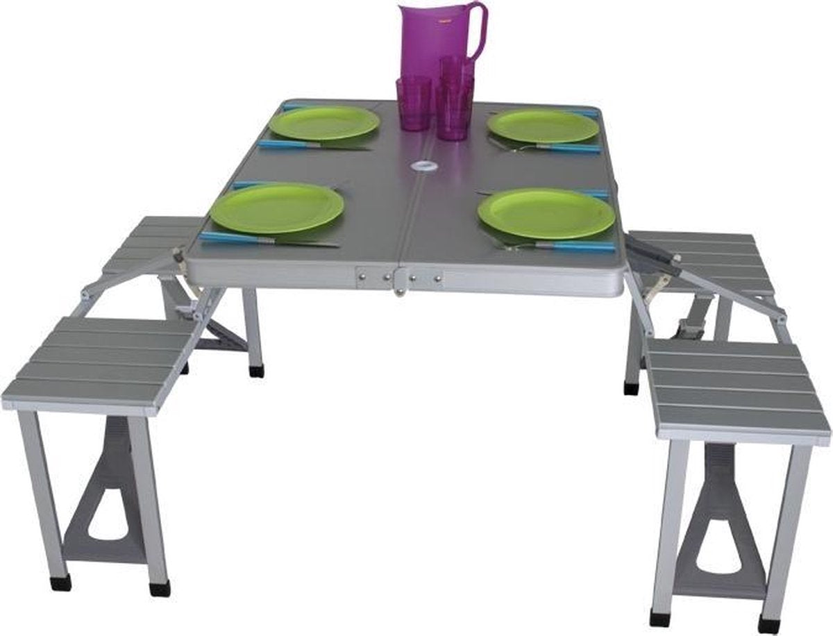 Table de camping eurotrail limoux 86 x 68 cm en aluminium gris