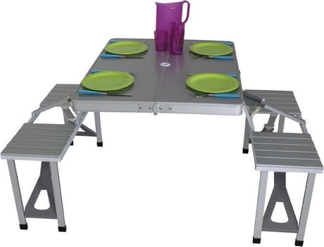 Table de camping eurotrail limoux 86 x 68 cm en aluminium gris