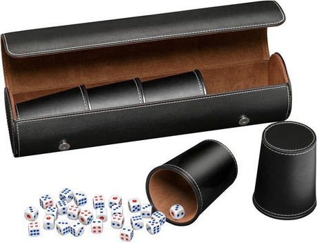 Philos gobelet à dés en cuir artificiel noir (set 5 pièces)