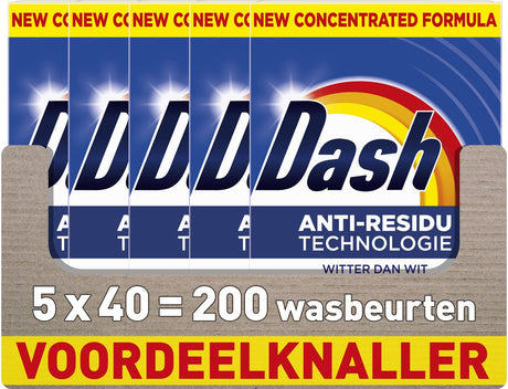 Lessive en poudre Dash - plus blanche que blanche - 5 x 40 lavages