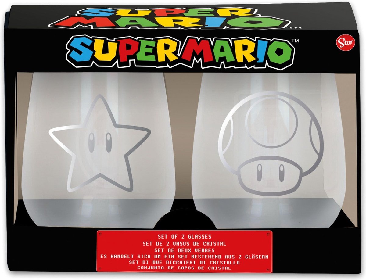 Storline nintendo - super mario crystal glasses 2-pack