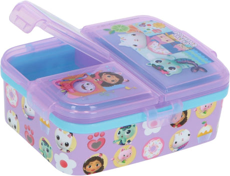 Boîte à lunch pour enfants Stor Gabby's Dollhouse - boîte à lunch avec 4 compartiments pour enfants à partir de 4 ans - passe au lave-vaisselle sans BPA - violet