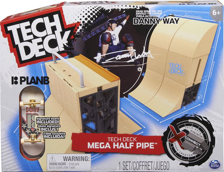 Tech Deck X-Connect - Danny Way Mega Half Pipe - Ensemble de rampes personnalisables avec planche à roulettes Planb Finger