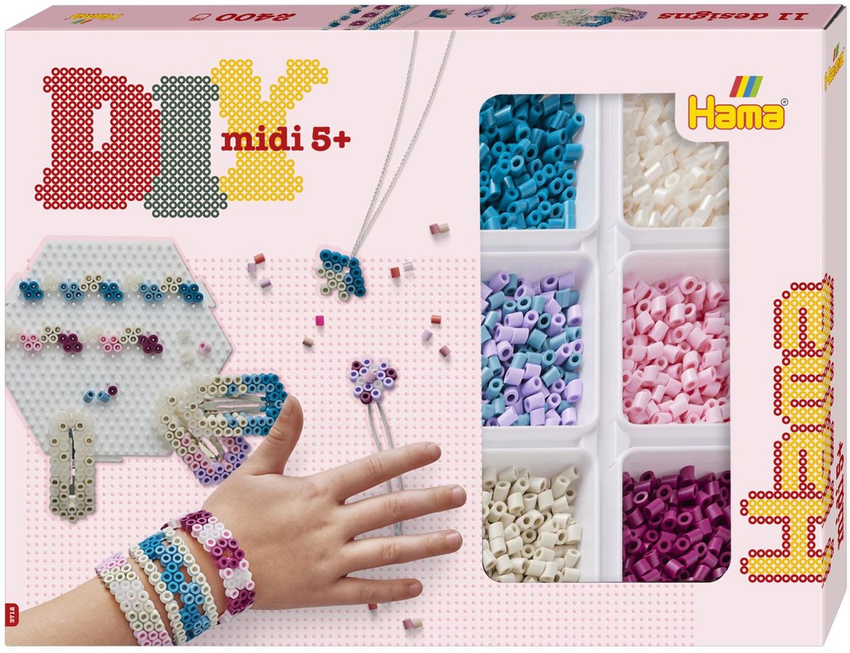 Sans marque sans marque hama midi ensemble de perles à repasser boîte d'activités 11 modèles (2400 pcs.)