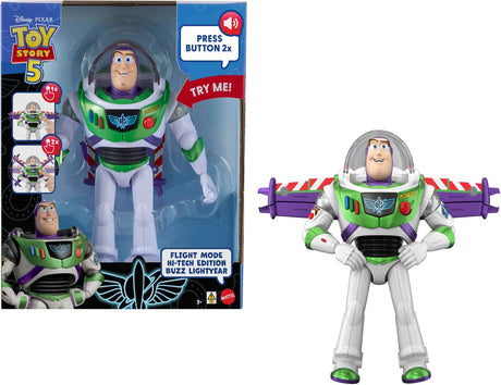 Mattel Disney et Pixar Toy Story 5 figurine articulée de 30 cm - mode vol édition hi-tech Buzz l'Éclair avec activation des ailes et plus de 35 sons - Édition française