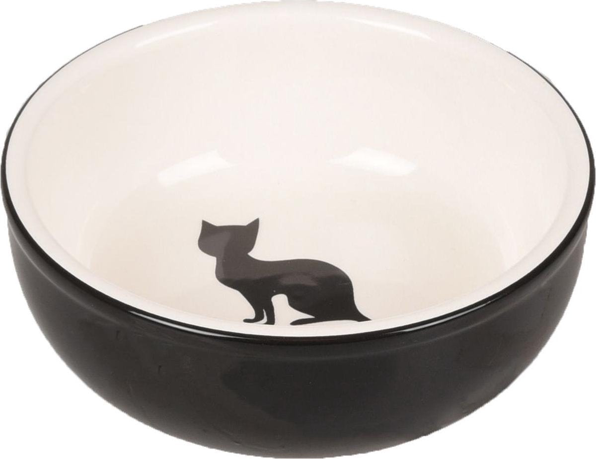 Flamingo - gamelle de nourriture et d'eau pour chat nala - noir et blanc - 13 x 13 x 4,5 cm