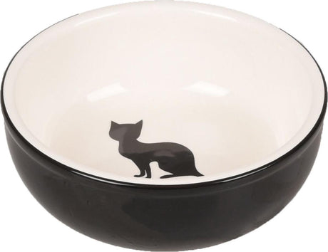 Flamingo - gamelle de nourriture et d'eau pour chat nala - noir et blanc - 13 x 13 x 4,5 cm