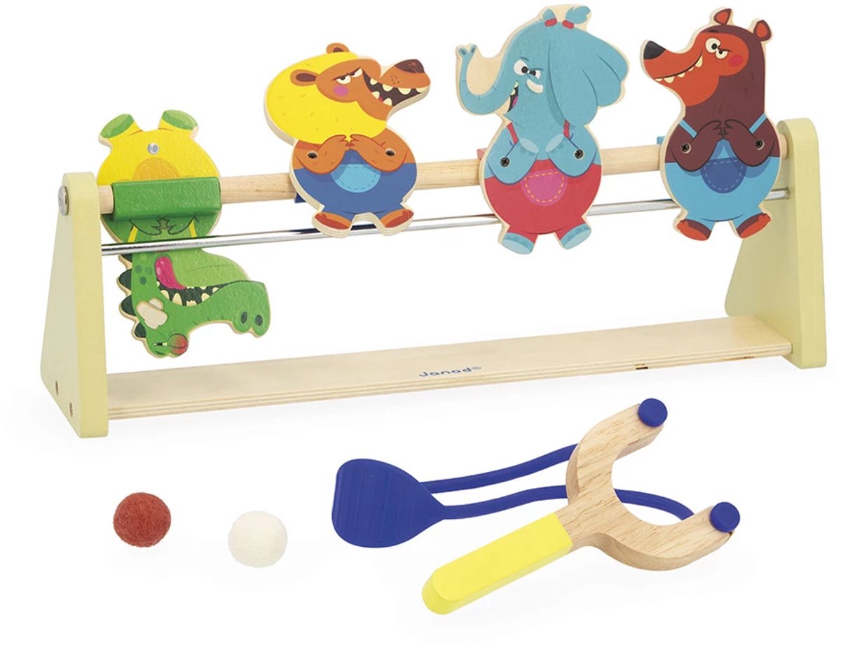 Janod - applepop - renversez-les - catapulte et 2 balles