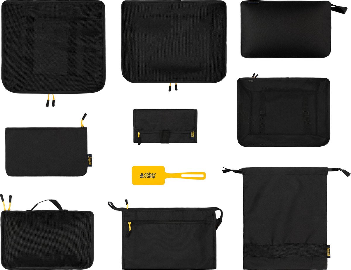 Abbey camp packing cubes - set van 10 - rpet - zwart - houston-10 -