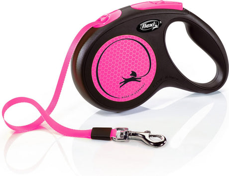 Ligne rétractable Flexi nouveau ruban néon classique noir rose