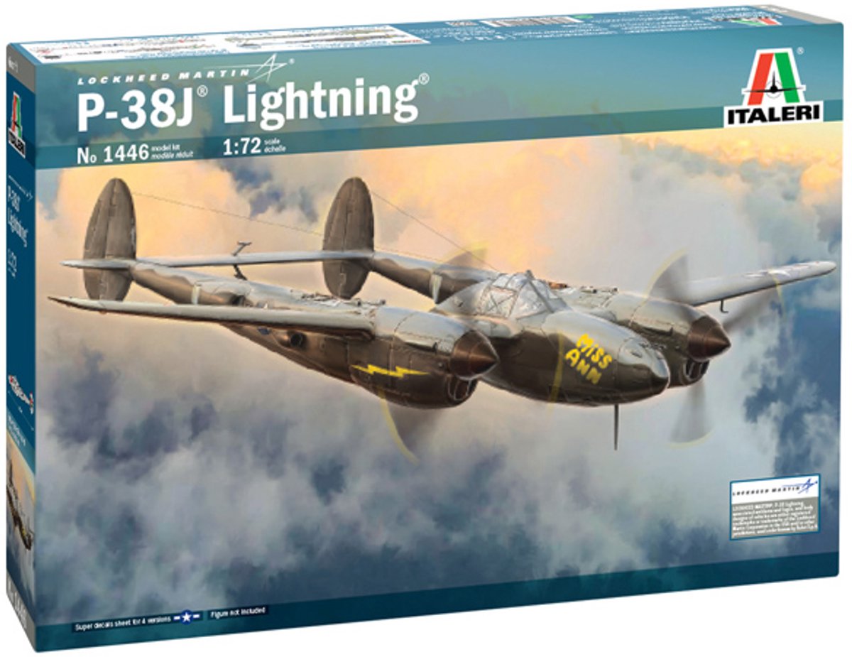 Maquette avion Italeri - 1446 p-38j Lightning Plastic - 1:72 - modélisme
