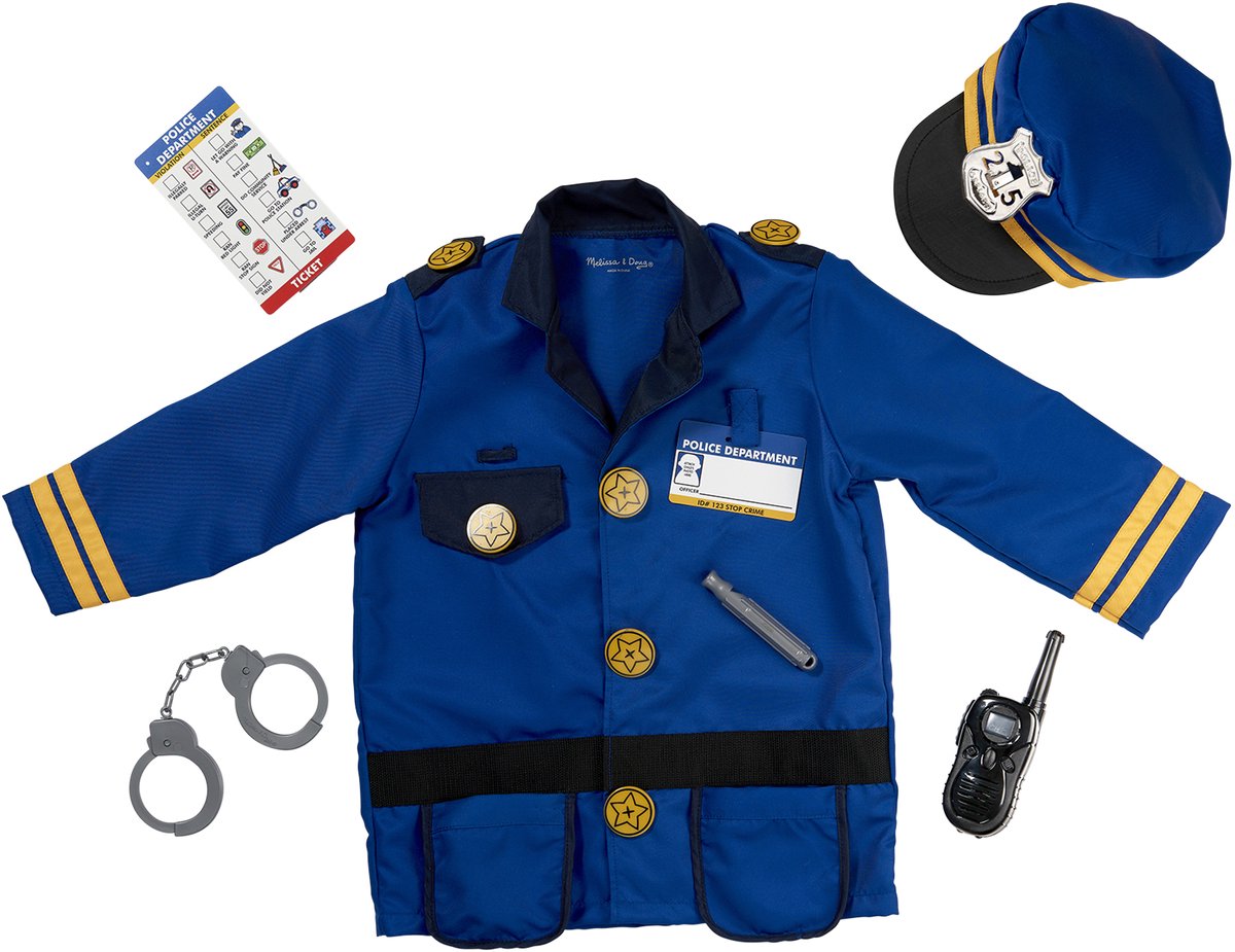 Ensemble de jeu de rôle de costume d'officier de police Melissa Doug