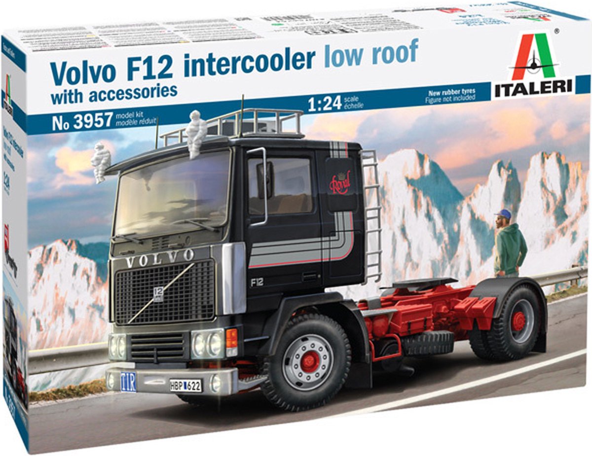 Kit de construction de modèles Italeri camions - 3957 volvo f12 intercooler camion à toit bas en plastique - 1:24 - construction de modèles