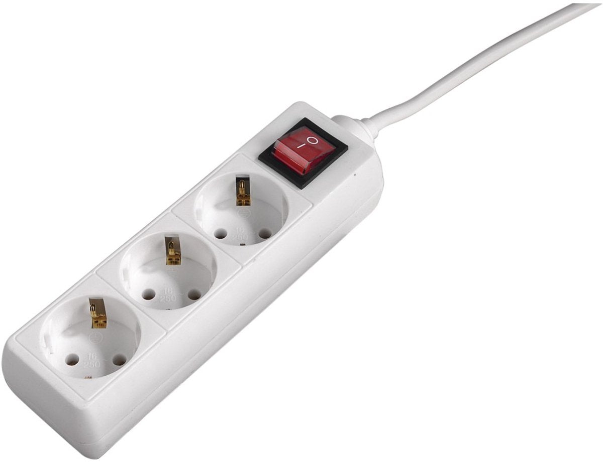 Hama multiprise avec interrupteur - 3 prises - câble 3m - blanc