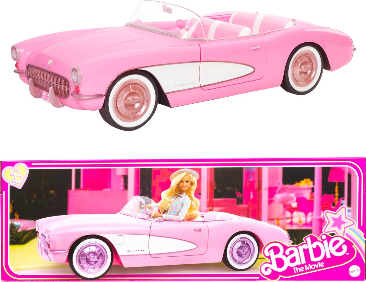 Barbie la voiture de cinéma - voiture de cinéma - corvette rose décapotable