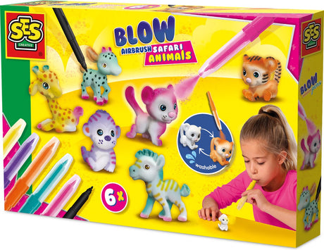 Stylos aérographe Ses Blow - Animaux de safari, 6 pcs.
