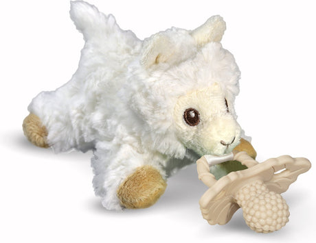 Razbaby - peluche tétine razbuddy comprenant une tétine de dentition framboise - lama